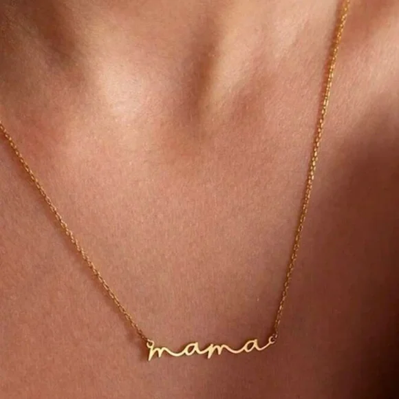 mama Cursive Stainless Steel Necklace - Picture 1 of 2